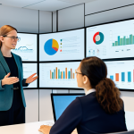 A diverse group of professional data scientists, fully clothed in modest business attire, gathered around a large interactive screen displaying complex data visualizations and ethical AI metrics. They are engaged in collaborative discussion in a bright, modern technology office. safe for work, appropriate content, fully clothed, professional, perfect anatomy, correct proportions, natural pose, well-formed hands, proper finger count, natural body proportions, high-quality photograph, realistic.