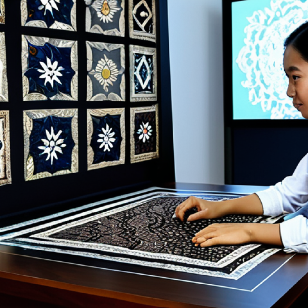 Preserving Cultural Heritage with AI**

"A digital restoration artist, working on a holographic display of an ancient batik textile, surrounded by modern technology and traditional Malaysian artifacts, showcasing the blend of AI and cultural heritage, fully clothed, appropriate attire, safe for work, perfect anatomy, natural proportions, professional, modest, family-friendly"

**