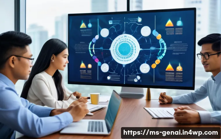 AI의 판단 기준과 윤리적 책임 - A modern Malaysian office setting with diverse professionals—Malay, Chinese, Indian ethnicities—coll...