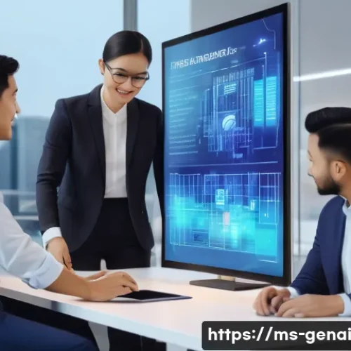 Home 31 AI의 가치와 윤리적 갈등 - A modern Malaysian office scene featuring a diverse group of professionals collaborating with AI-pow...